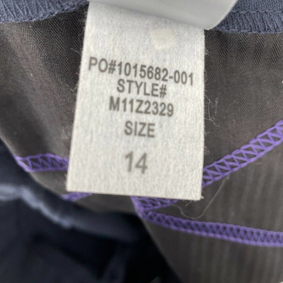 NYDJ Pull-On Faux Leather Stripe Knit Pants Navy - Picture 8 of 8